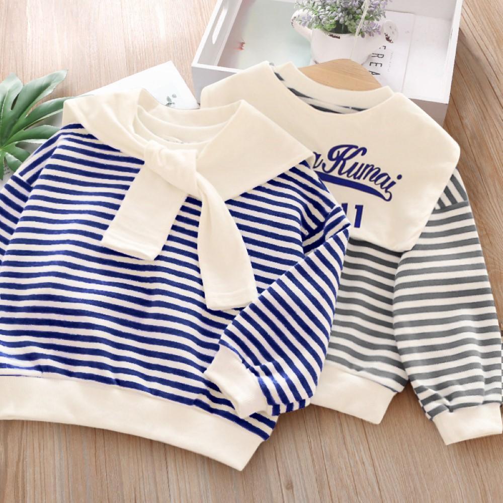 Toddler Boys Striped Printed Long Sleeve Top Wholesale Boys Clothes - PrettyKid