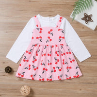 Toddler Girls Cherry Printed Dress Wholesale Girl Clothing - PrettyKid