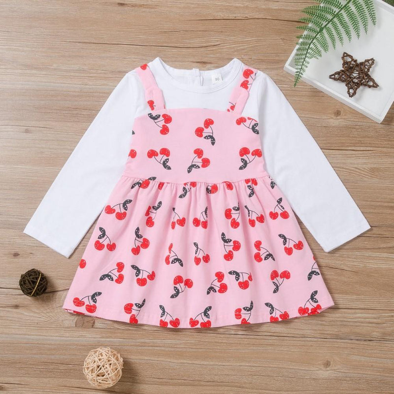 Toddler Girls Cherry Printed Dress Wholesale Girl Clothing - PrettyKid