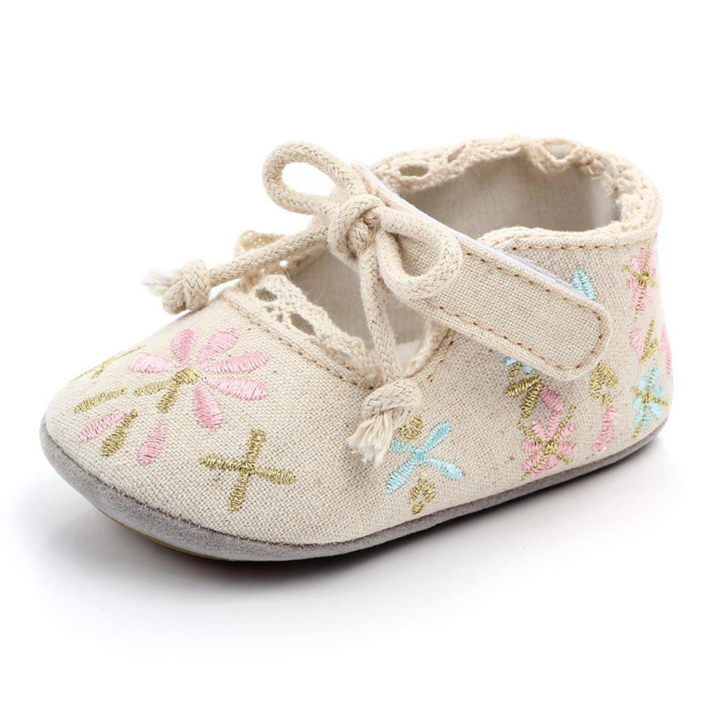 Baby Toddler Girls Embroidery Non-slip Flats - PrettyKid