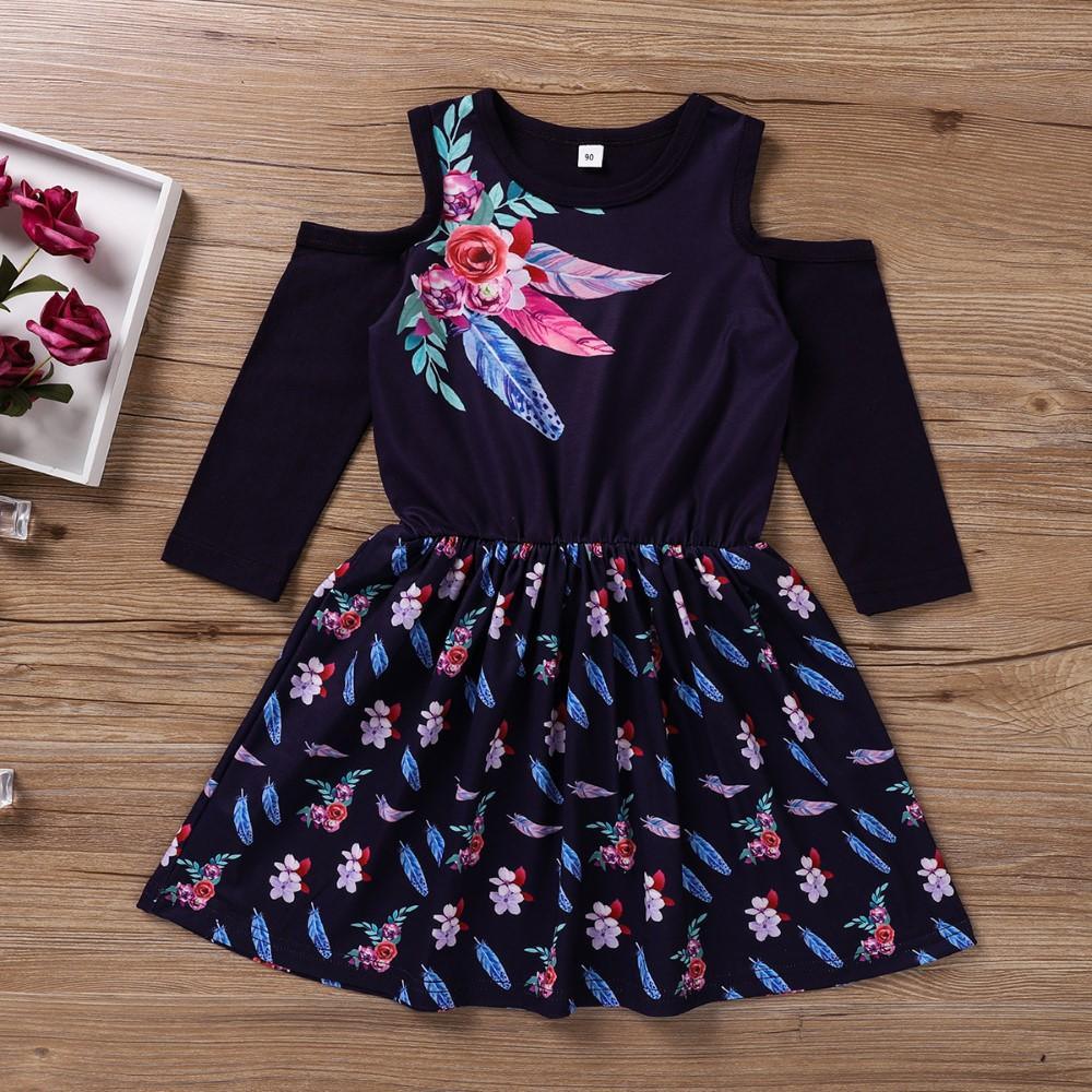 Toddler Girls Feathers and Flowers Printed Girl Wholesale - PrettyKid