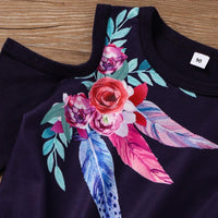 Toddler Girls Feathers and Flowers Printed Girl Wholesale - PrettyKid