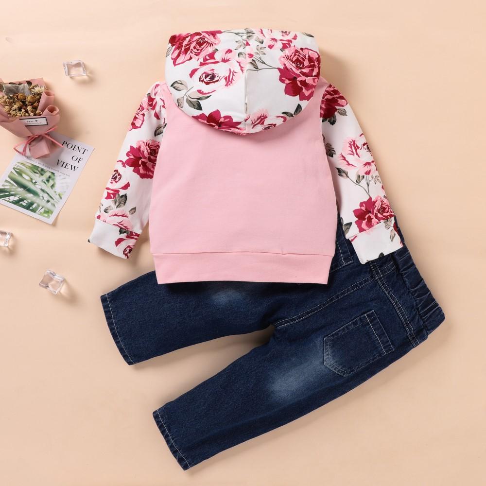 Toddler Girls Flower Printed Long Sleeve Top & Pants Wholesale Girl Clothing - PrettyKid