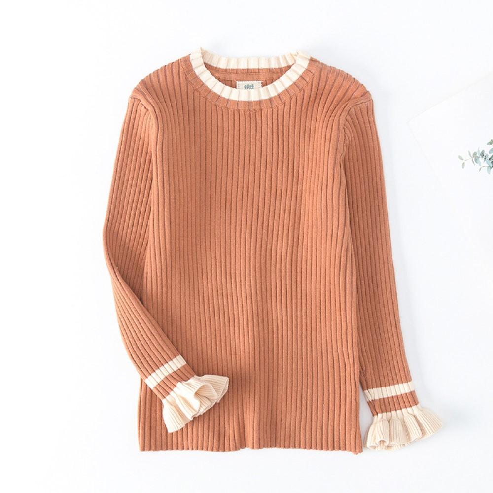 Toddler Girls Lace Color matching Cuffs Sweater Wholesale Baby Girl Clothes - PrettyKid