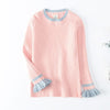 Toddler Girls Lace Color matching Cuffs Sweater Wholesale Baby Girl Clothes - PrettyKid