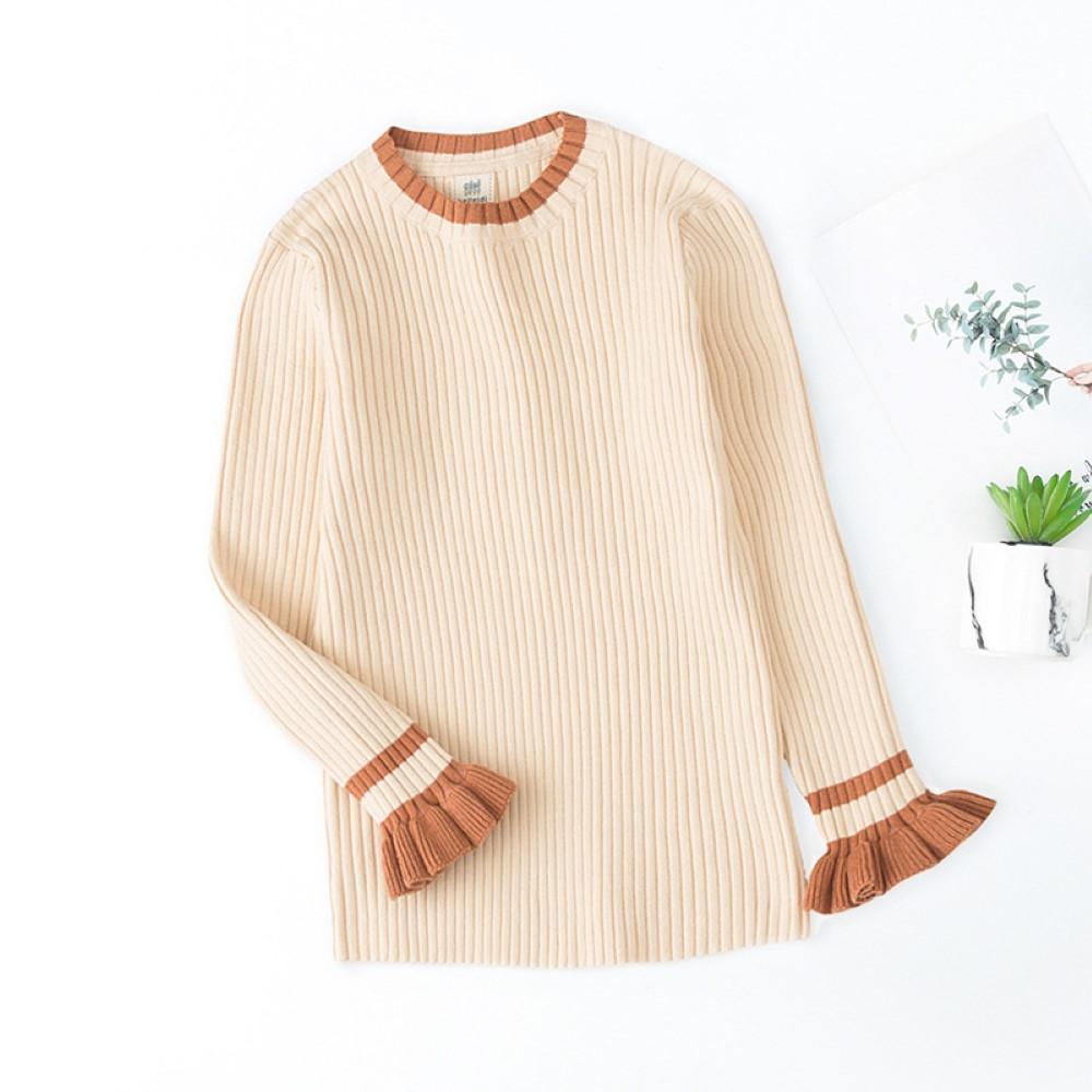 Toddler Girls Lace Color matching Cuffs Sweater Wholesale Baby Girl Clothes - PrettyKid