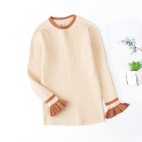 Toddler Girls Lace Color matching Cuffs Sweater Wholesale Baby Girl Clothes - PrettyKid