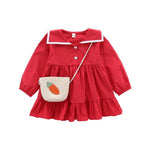 Toddler Girls Lapel Bottons Dress Girls Dress Wholesale - PrettyKid