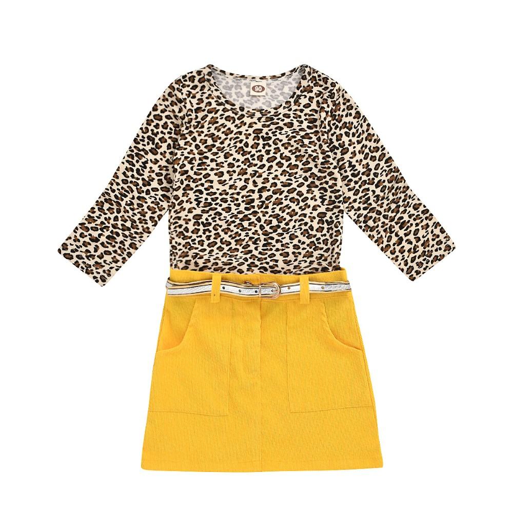 Toddler Girls Leopard Long Sleeve Top & Skirt Girls Clothing Wholesalers - PrettyKid