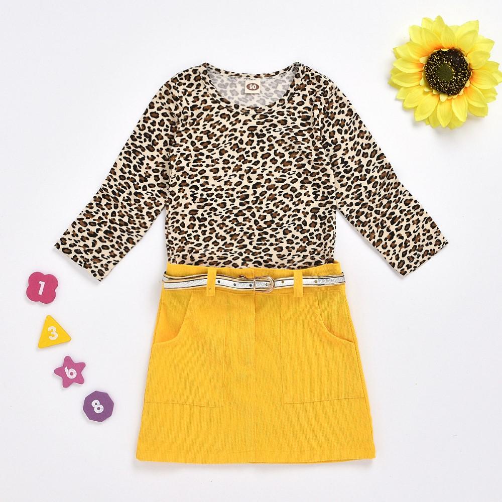 Toddler Girls Leopard Long Sleeve Top & Skirt Girls Clothing Wholesalers - PrettyKid