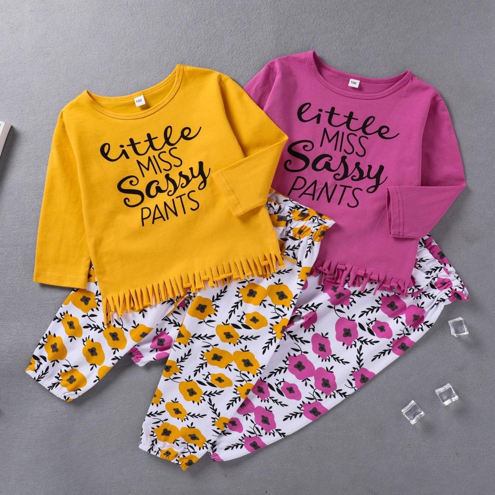 Toddler Girls Letter Printed Top & Pants Baby Girl Wholesale - PrettyKid