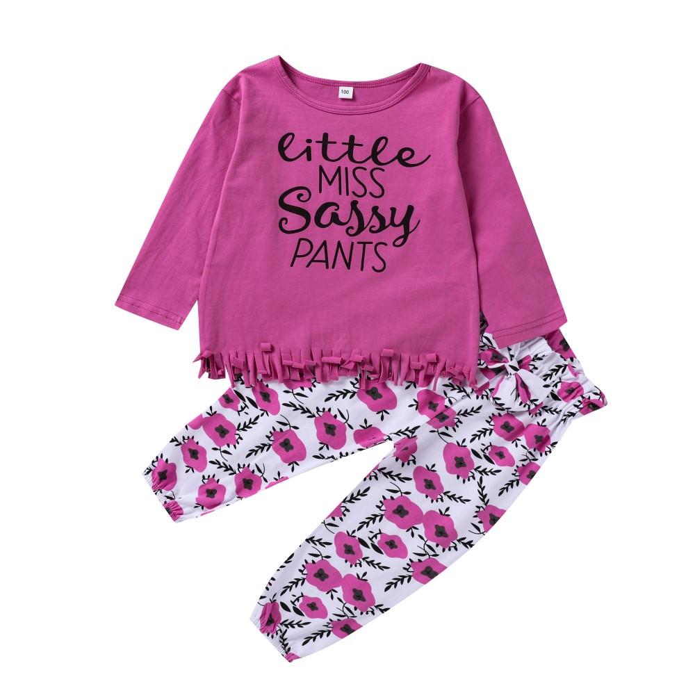 Toddler Girls Letter Printed Top & Pants Baby Girl Wholesale - PrettyKid