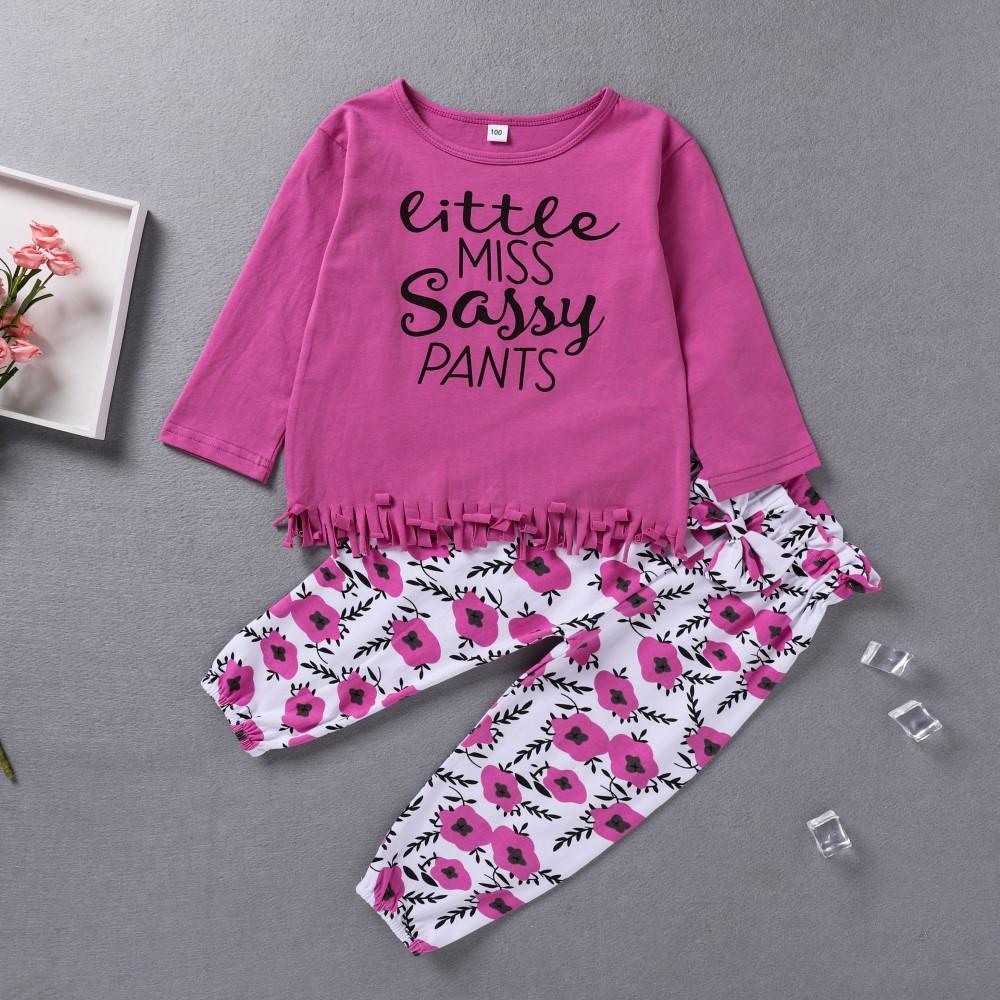 Toddler Girls Letter Printed Top & Pants Baby Girl Wholesale - PrettyKid