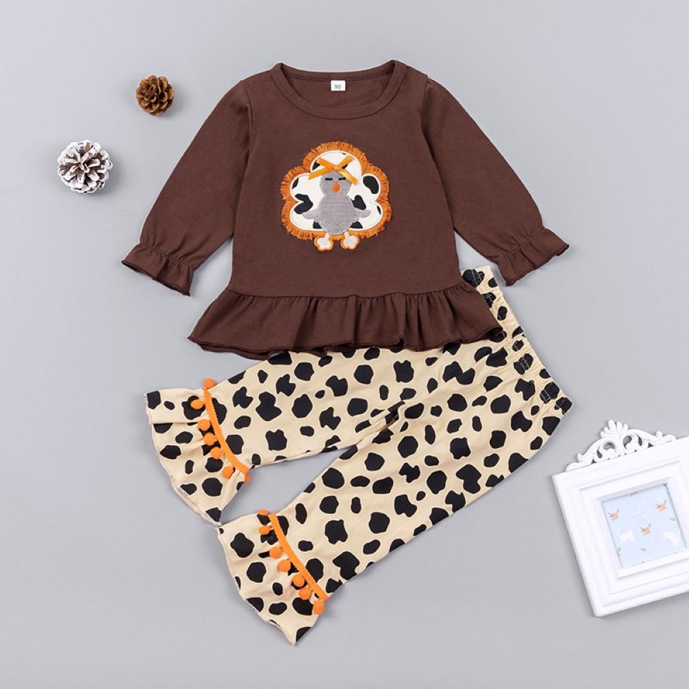 Toddler Girls Little Bird Printed Top & Pants Baby Girl Clothes Wholesale - PrettyKid