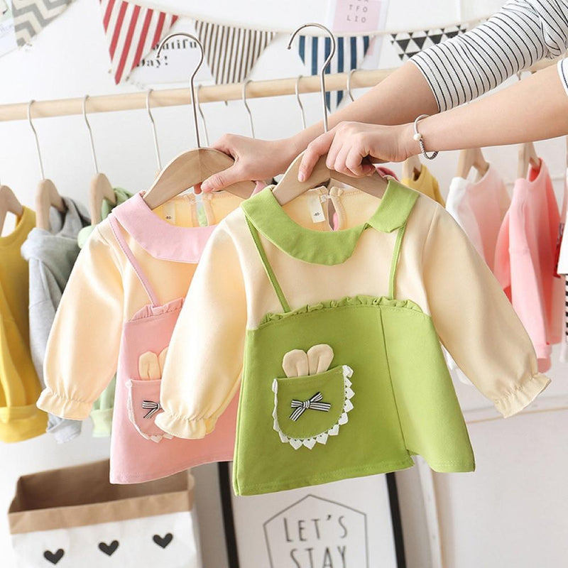 Toddler Girls Long Sleeve Stitching Dress Girls Clothing Wholesale - PrettyKid