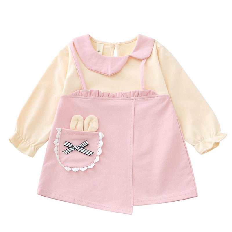 Toddler Girls Long Sleeve Stitching Dress Girls Clothing Wholesale - PrettyKid