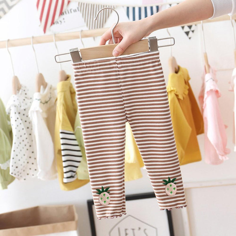 Toddler Girls Pineapple Striped Leggings Little Girl Leggings Wholesale - PrettyKid