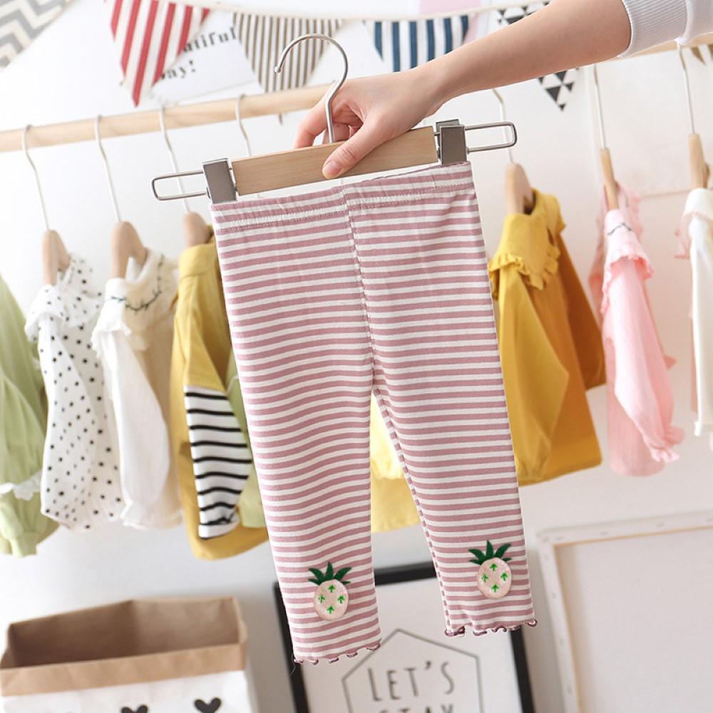 Toddler Girls Pineapple Striped Leggings Little Girl Leggings Wholesale - PrettyKid