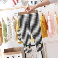 Toddler Girls Pineapple Striped Leggings Little Girl Leggings Wholesale - PrettyKid