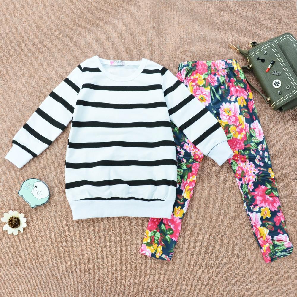 Toddler Girls Striped Long Sleeve Top & Pants Baby Girl Wholesale - PrettyKid