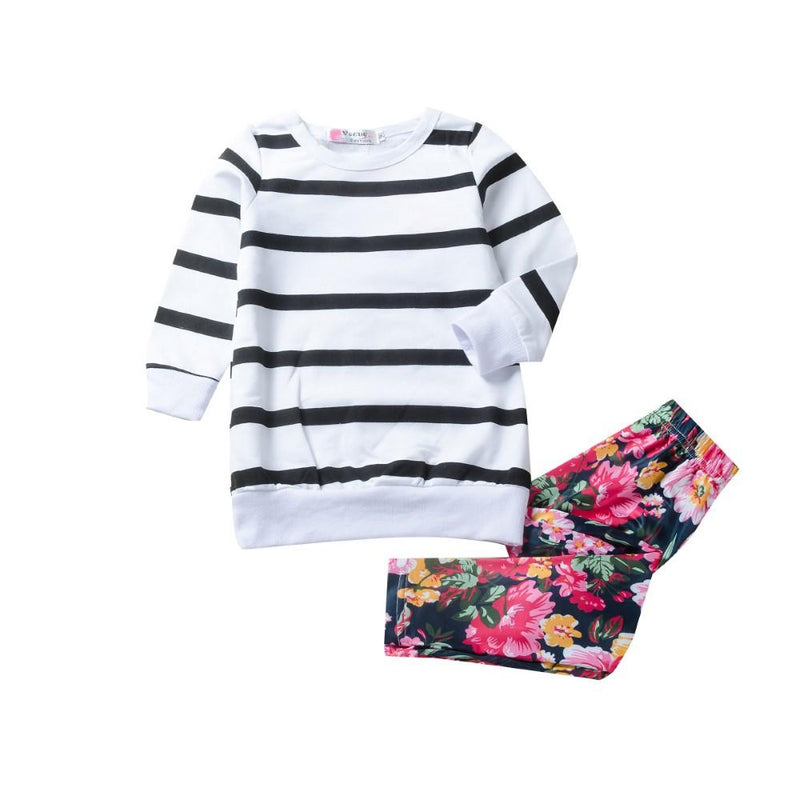 Toddler Girls Striped Long Sleeve Top & Pants Baby Girl Wholesale - PrettyKid