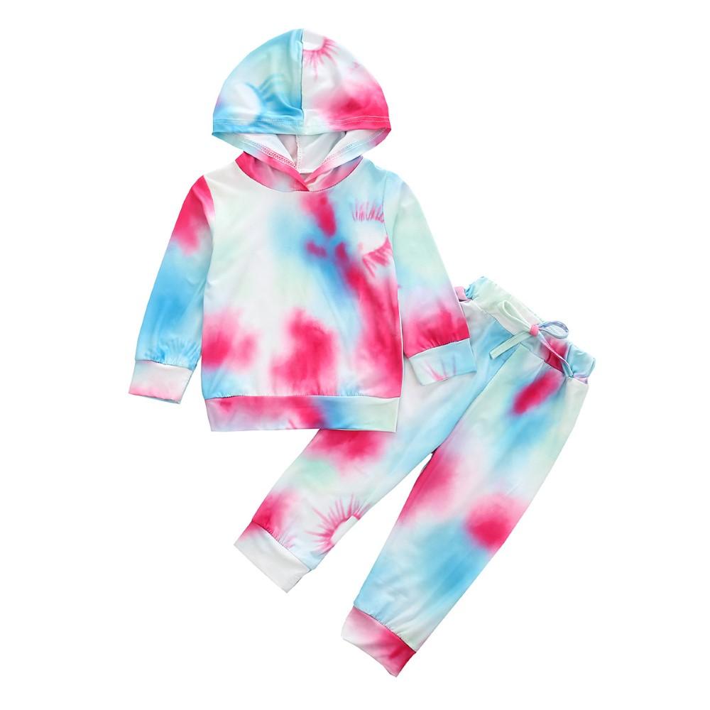 Toddler Girls Tie Dye Long Sleeve Top & Pants Wholesale Baby Girl Clothes - PrettyKid