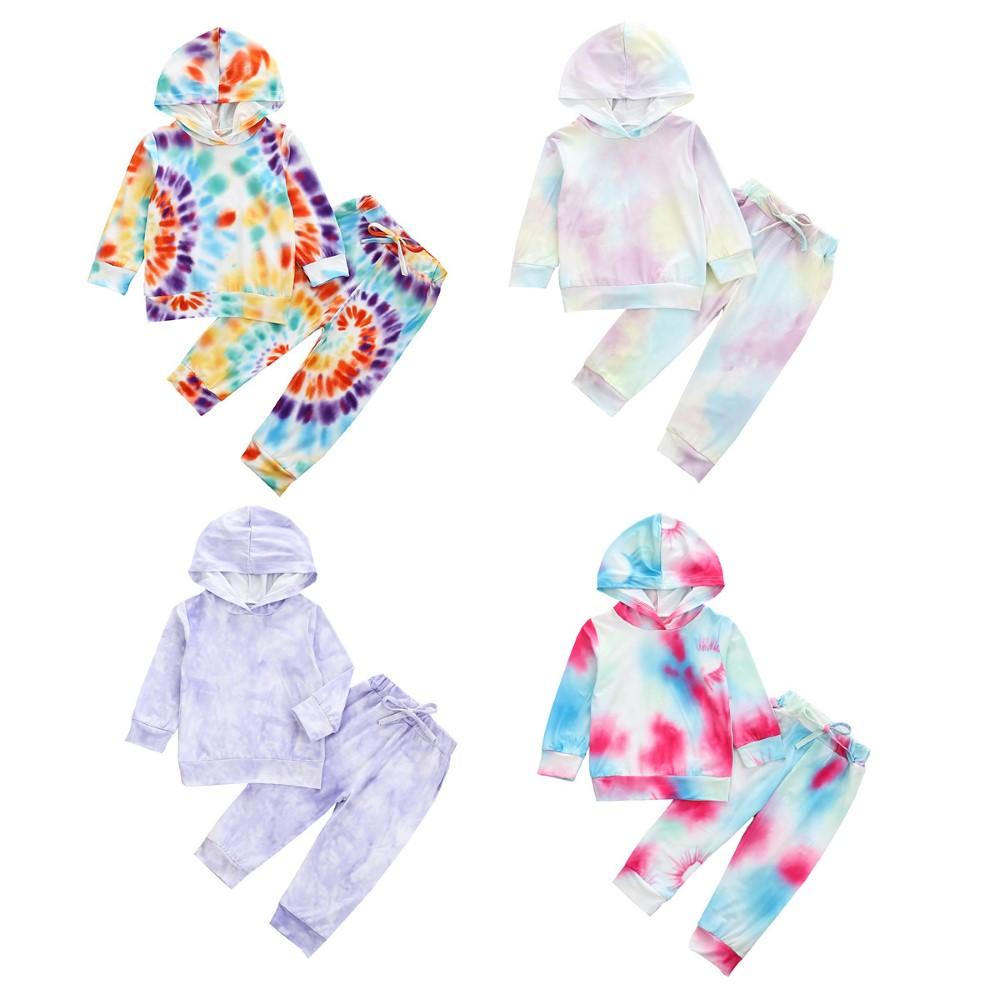 Toddler Girls Tie Dye Long Sleeve Top & Pants Wholesale Baby Girl Clothes - PrettyKid