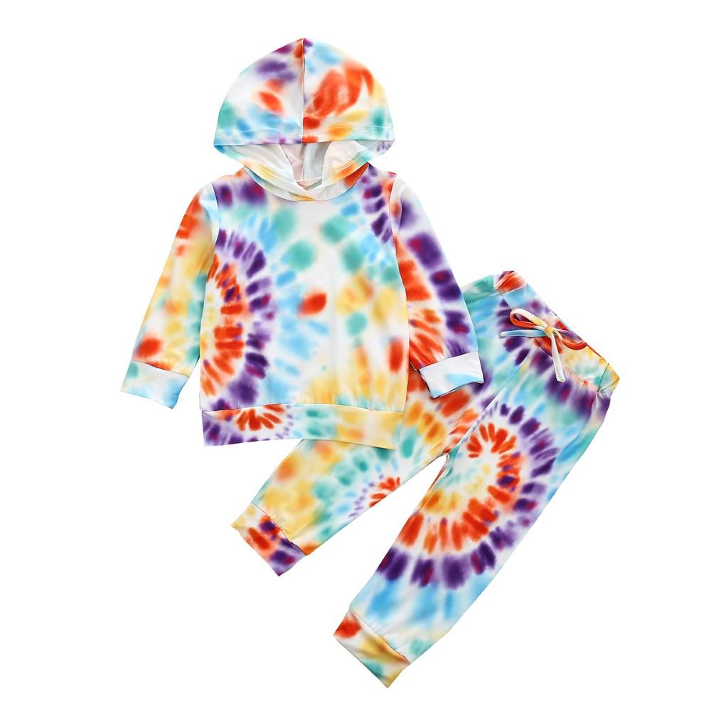 Toddler Girls Tie Dye Long Sleeve Top & Pants Wholesale Baby Girl Clothes - PrettyKid