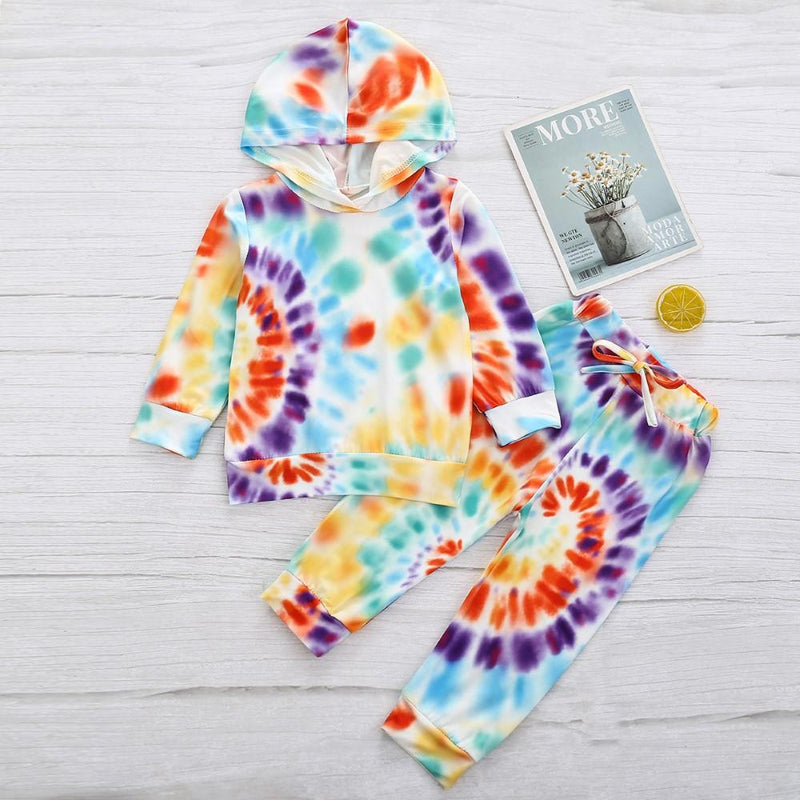 Toddler Girls Tie Dye Long Sleeve Top & Pants Wholesale Baby Girl Clothes - PrettyKid