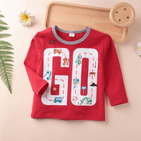 Boys Traffic Road Printed Long Sleeve Casual Tops - PrettyKid