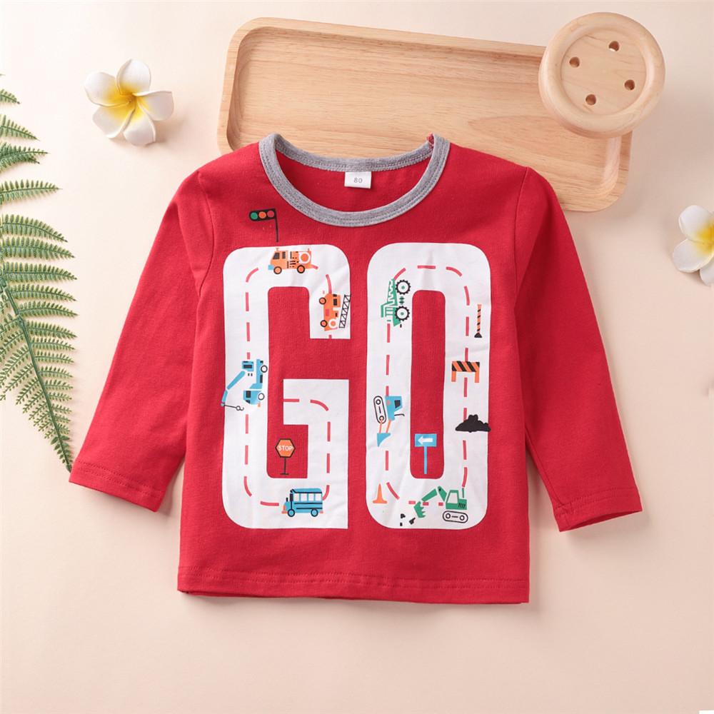 Boys Traffic Road Printed Long Sleeve Casual Tops - PrettyKid