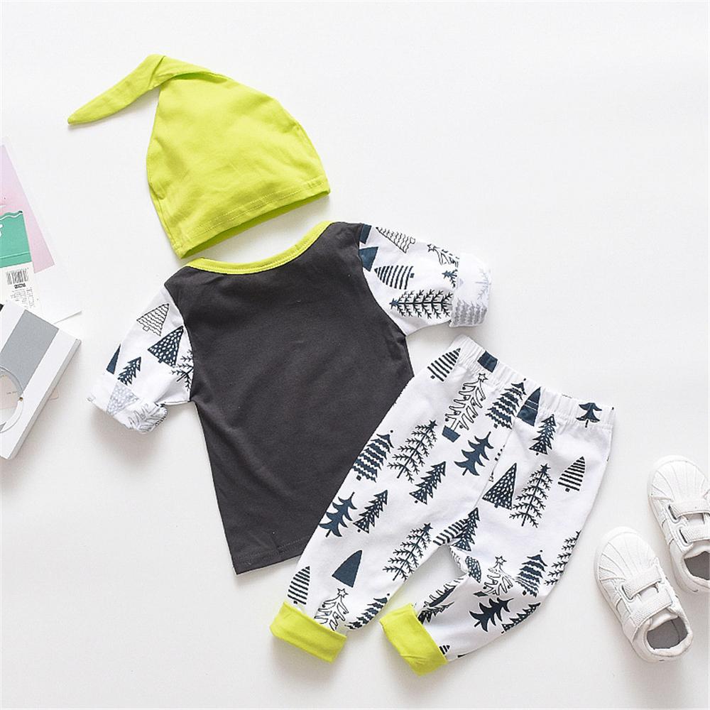 Baby Boys Tree Printed Long Sleeve Top & Pants & Hat Cheap Boutique Baby Clothing - PrettyKid