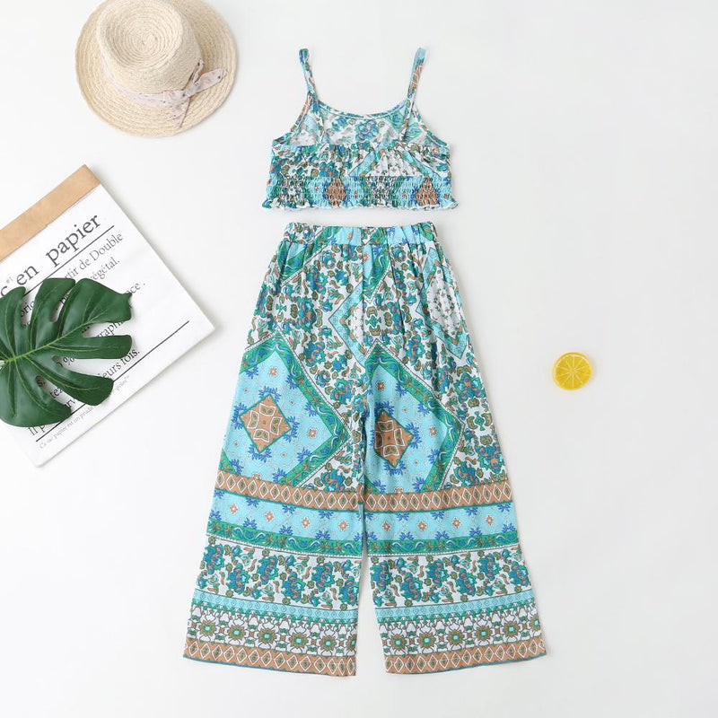 Girls Tribal Print Shirred Cami Top & Belted Pants - PrettyKid