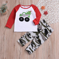 Boys Truck Cartoon Camo Top & Pants - PrettyKid