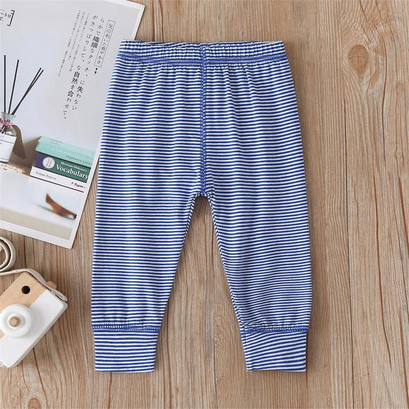 Baby Truck Cartoon Print Striped Pants - PrettyKid