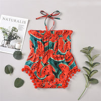 Baby Girls Tube Top Watermelon Lace Up Romper Cheap Baby Clothes Online Wholesale - PrettyKid