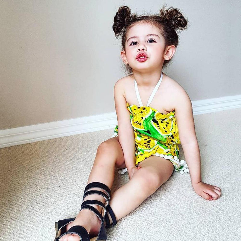 Baby Girls Tube Top Watermelon Lace Up Romper Cheap Baby Clothes Online Wholesale - PrettyKid