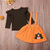 Girls Turkey Day Top & Polka Dot Suspender Skirt Wholesale Girls Clothing - PrettyKid
