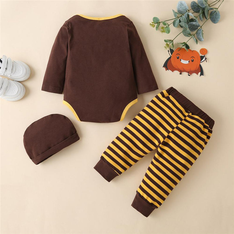 Baby Unisex Turkey Striped Printed 3 Pieces Baby Clothing Cheap Wholesale - PrettyKid