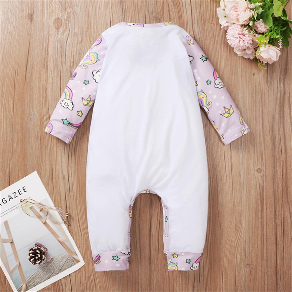 Baby Girls Unicorn Little Girl Printed Romper Wholesale Baby Boutique Items - PrettyKid