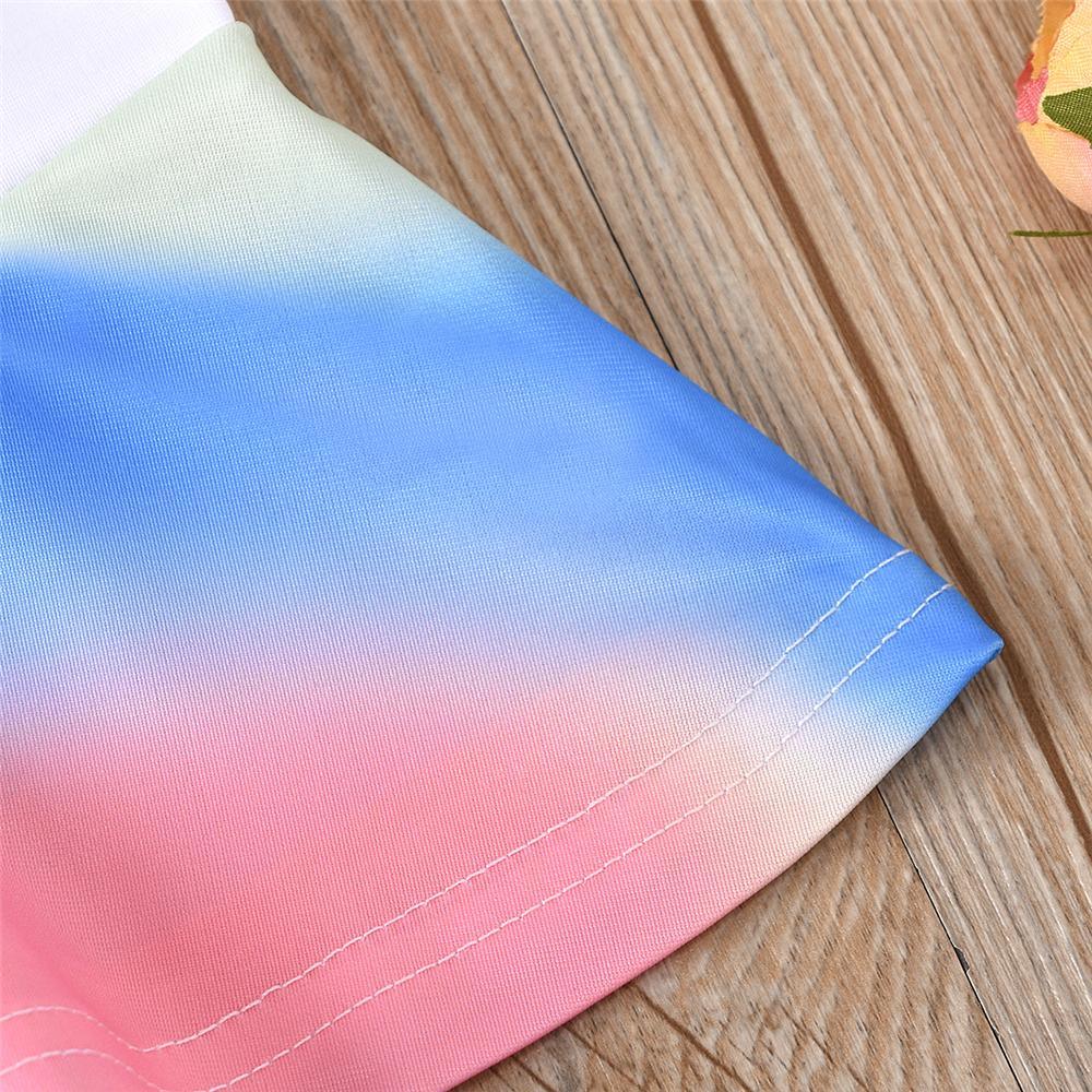 Girls Unicorn Shy Eyelash Rainbow Printed Swimming Suit 2 Piece Swimsuit With Shorts - PrettyKid
