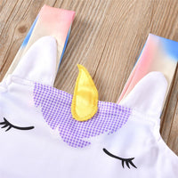 Girls Unicorn Shy Eyelash Rainbow Printed Swimming Suit 2 Piece Swimsuit With Shorts - PrettyKid