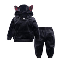 Unisex Angel Wings Golden Velvet Top & Pants Wholesale Boys Boutique Clothing - PrettyKid