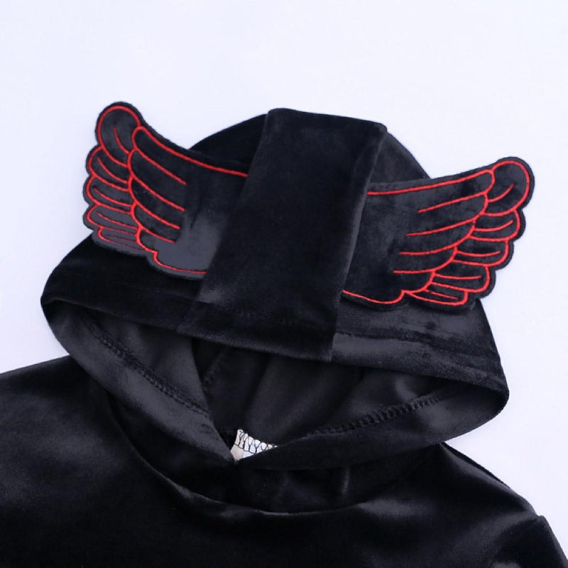 Unisex Angel Wings Golden Velvet Top & Pants Wholesale Boys Boutique Clothing - PrettyKid