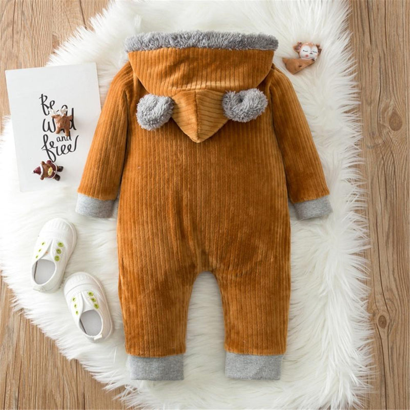 Baby Unisex Button Cardigan Hooded Long Sleeve Romper Wholesale Baby - PrettyKid