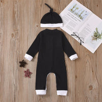 Baby Unisex Button Pocket Long Sleeve Romper & Hat Baby Outfits - PrettyKid