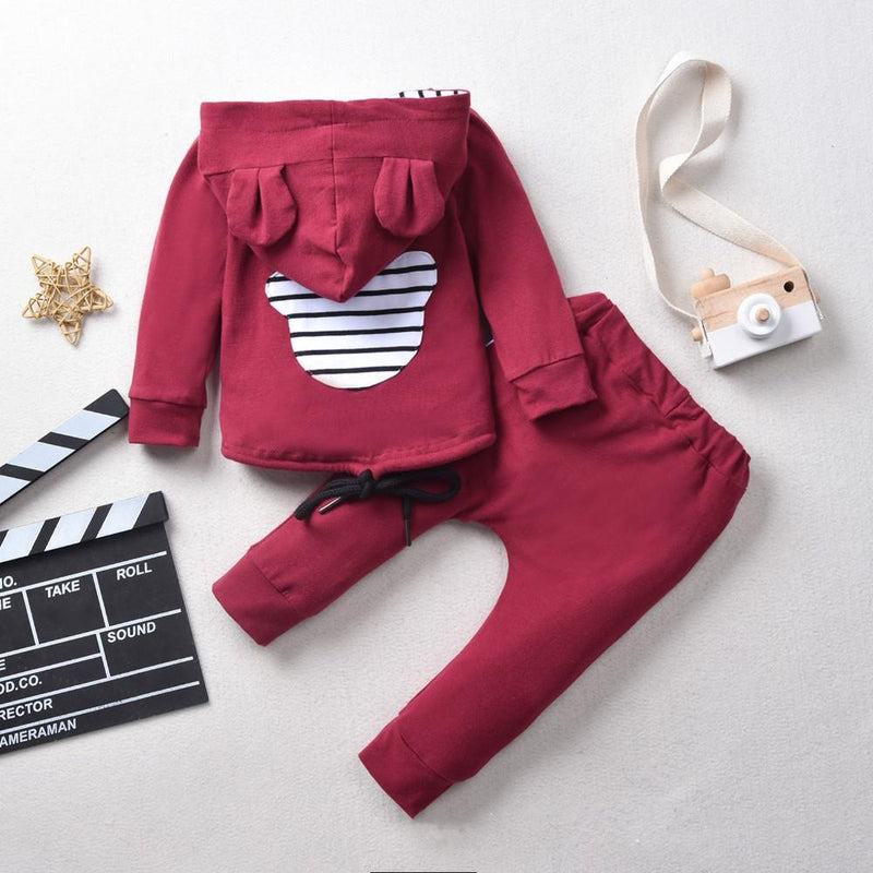 Unisex Cat Ears Hooded Strip Top & Pant Wholesale Boy Boutique Clothing - PrettyKid