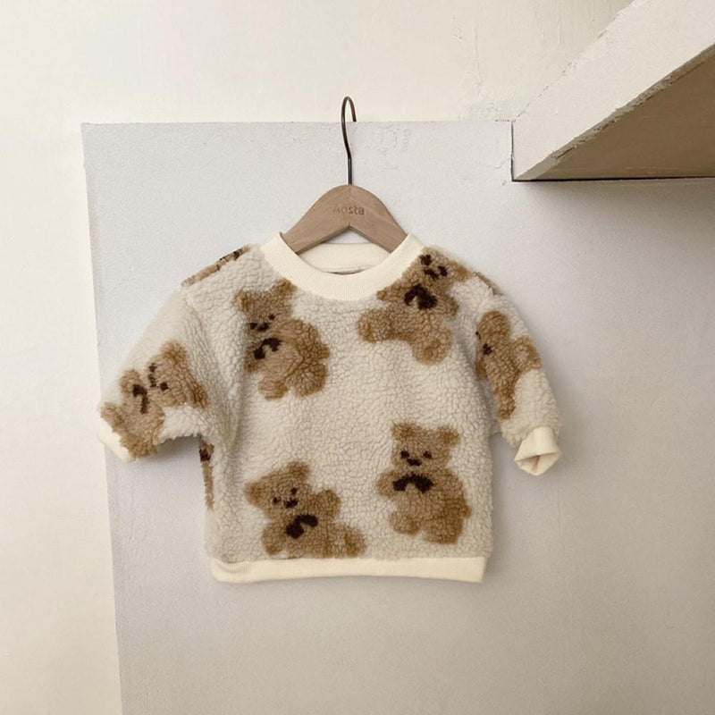 Unisex Cute Bear Cartoon Printed Outerwear Wholesale Boy Clothing - PrettyKid