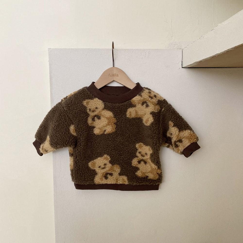 Unisex Cute Bear Cartoon Printed Outerwear Wholesale Boy Clothing - PrettyKid