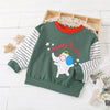 Unisex Elephant Happy Tie Striped Long Sleeve Splicing Top Wholesale Childrens Clothing - PrettyKid